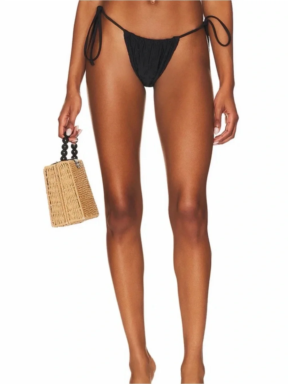 NWT Frankie’s Bikinis ‘Tia’ Eyelet Side Tie Bikini Bottoms in Black Size Large